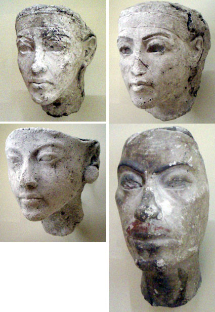 Plaster Heads of Akhenaten (x2), Nefertiti and Aye