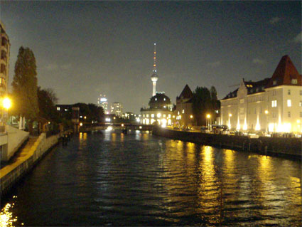 Nighttime Scene on Spee River Bridge