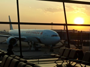 Air Canada Flight Just Before Sunset