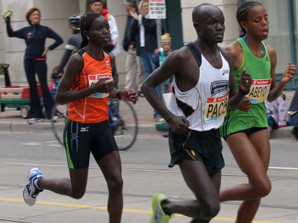Scotiabank Toronto Waterfront Marathon - Pacer, Abeyo and Chepkemoi Leaving the Beaches