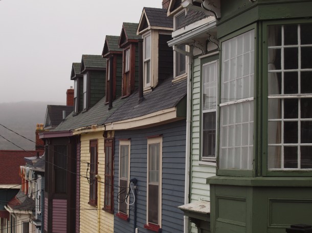 Colourful Houses in St. Johns on a Rainy Day