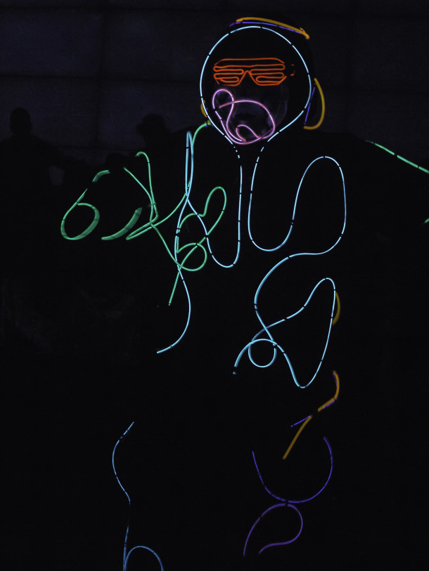 Robot Restaurant - Male Dancer in LED Rope Lighting