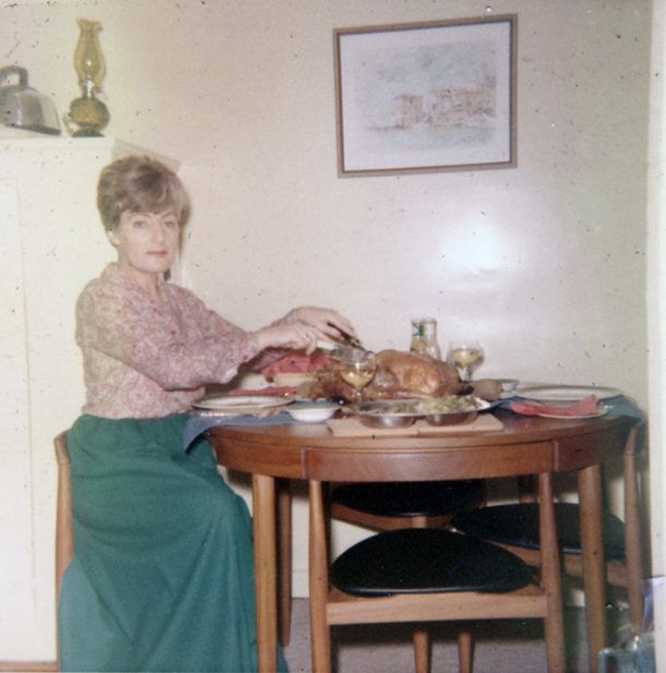 Audrey Stuart Carving Turkey Xmas 1966