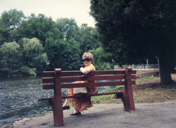 Audrey Stuart on Park Bench Stamford Connecticut - July 1992